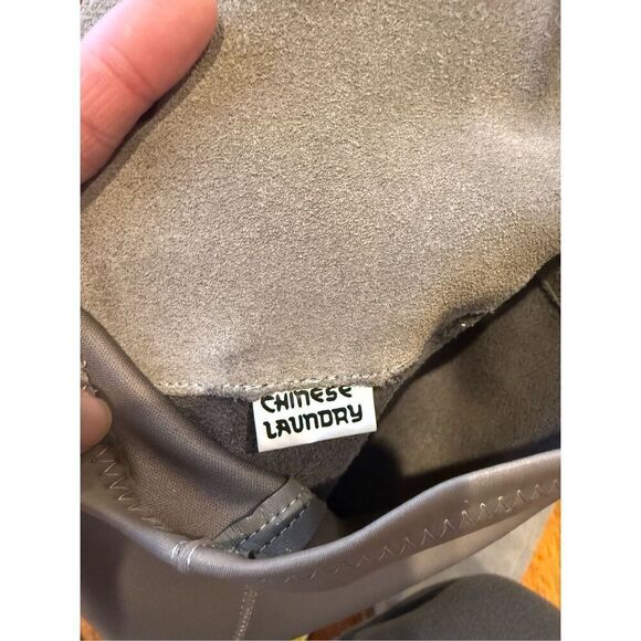 CHINESE LAUNDRY Robin Suede/Nylon Two-Tone Grey Over The Knee Boots Sz 6 - Picture 7 of 9